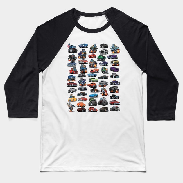 Hot Rods, Muscle Cars, Street Rods, Trucks and Motorcycle Madness! Baseball T-Shirt by hobrath